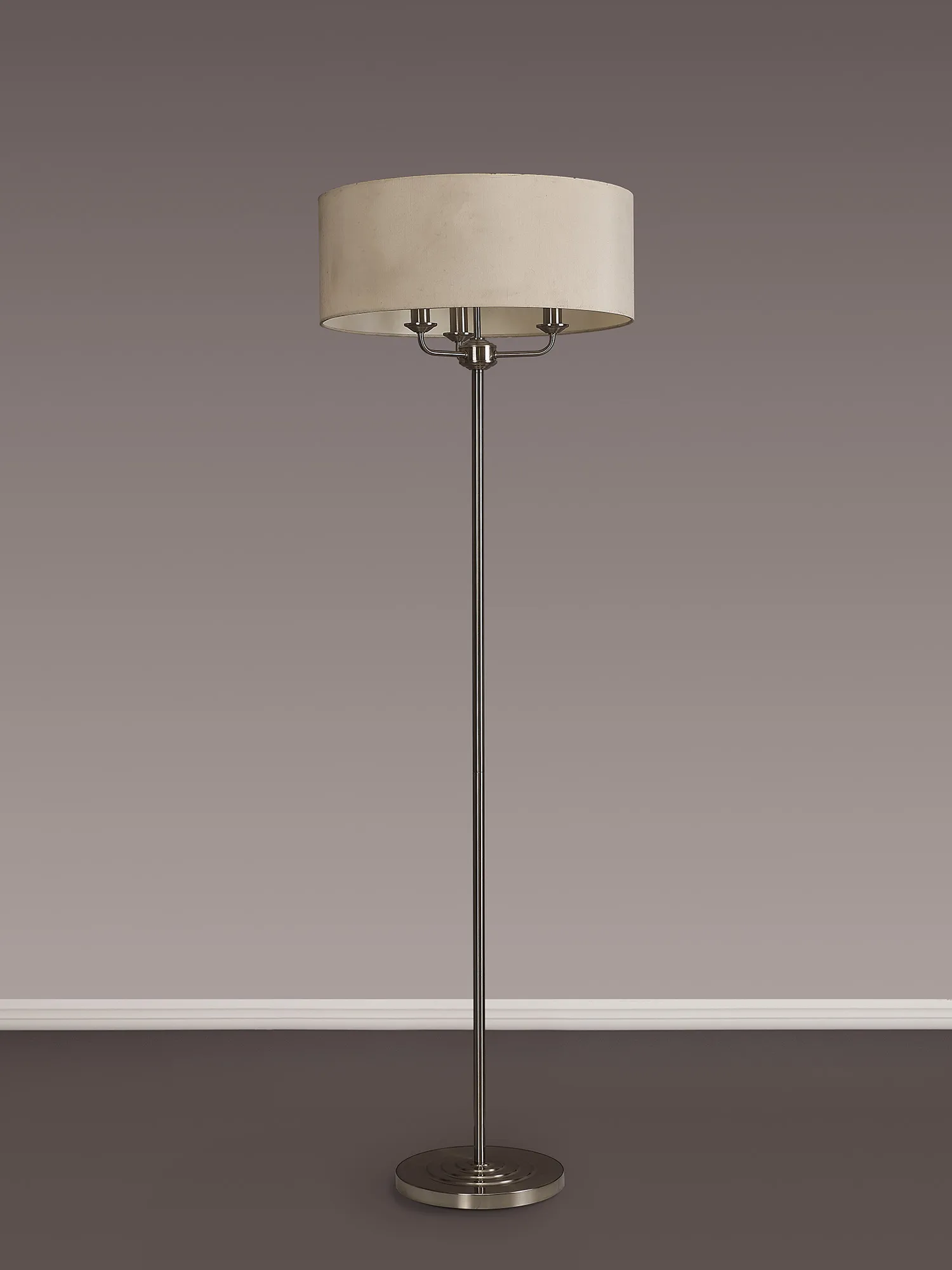 Banyan 45cm 3 Light Floor Lamp Satin Nickel; Ivory Pearl DK0935  Deco Banyan SN IV